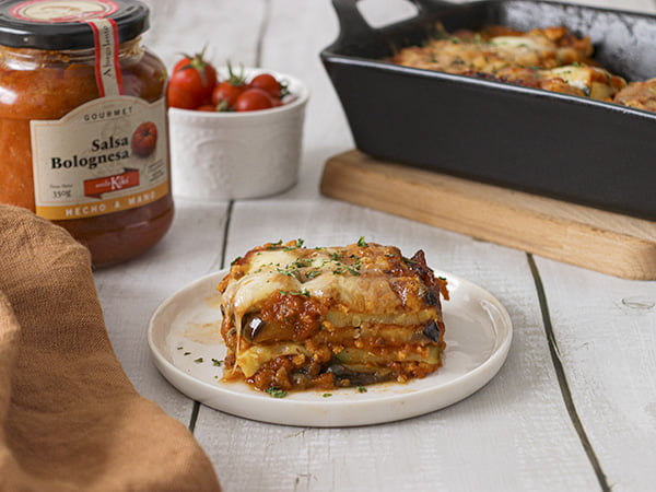 lasana verduras sin pasta y con salsa bolonesa